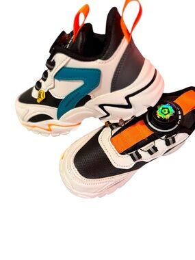 Kids Orange and Black Light-Up Athletic Sneakers - Comfort & Easy On
